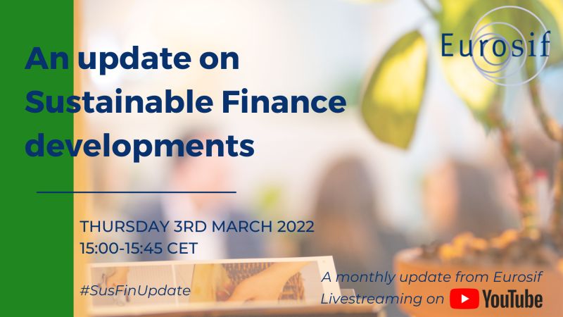 An update on Sustainable Finance Developments